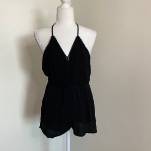 Angelica Black Front Tie Romper from Tobi